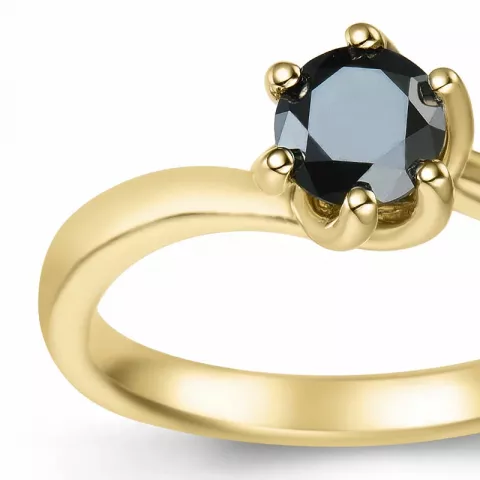 elegant sort diamant solitärring i 9 karat guld 0,52 ct