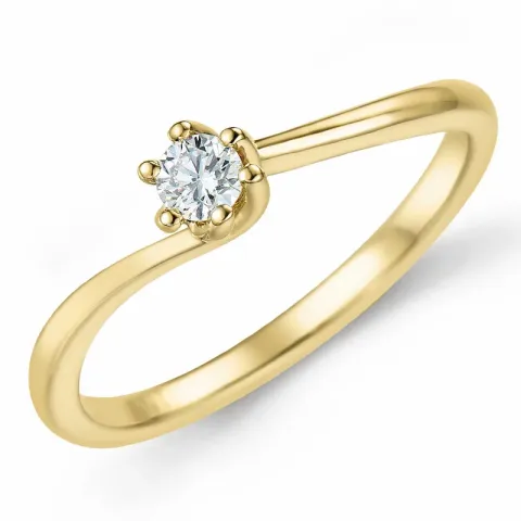 diamant solitärring i 14  karat guld 0,10 ct