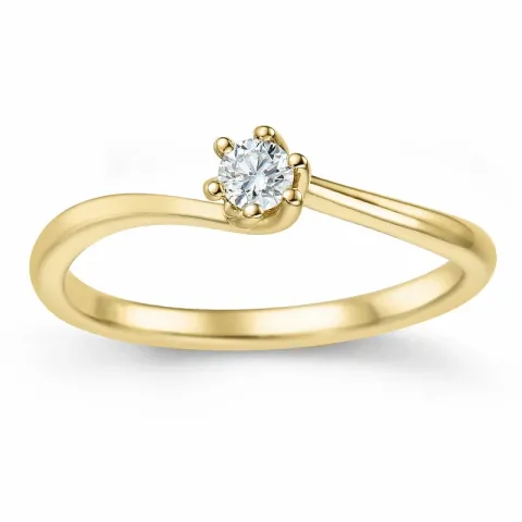 diamant solitärring i 14  karat guld 0,10 ct