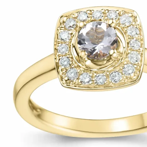 fyrkantigt morganit diamantring i 14 karat guld 0,32 ct 0,192 ct