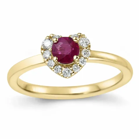 hjärta rubin diamantring i 14 karat guld 0,45 ct 0,159 ct
