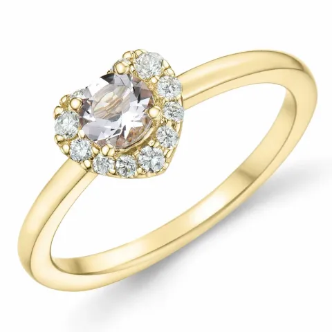 hjärta morganit diamantring i 14  karat guld 0,32 ct 0,159 ct