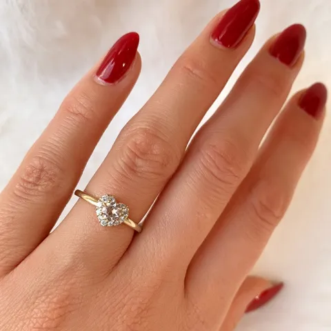 hjärta morganit diamantring i 14 karat guld 0,32 ct 0,159 ct
