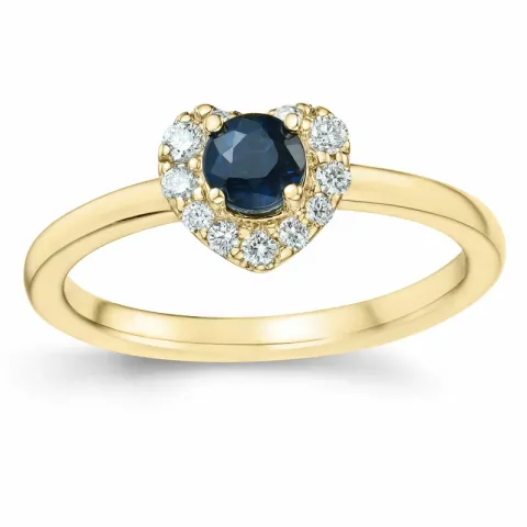 hjärta safir diamantring i 14  karat guld 0,45 ct 0,159 ct