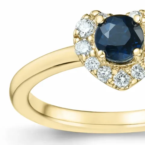 hjärta safir diamantring i 14  karat guld 0,45 ct 0,159 ct