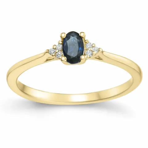 safir diamantring i 14  karat guld 0,35 ct 0,03 ct