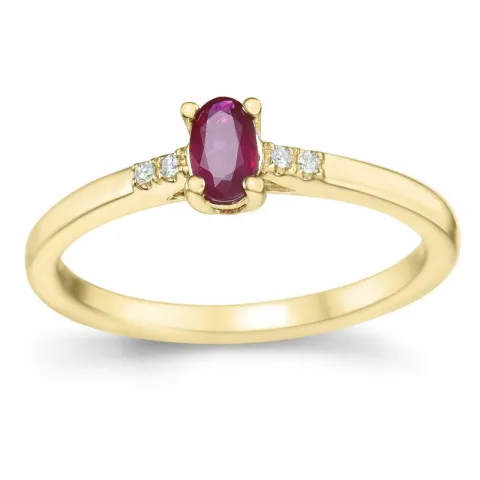 rubin briljantring i 14  karat guld 0,35 ct 0,02 ct