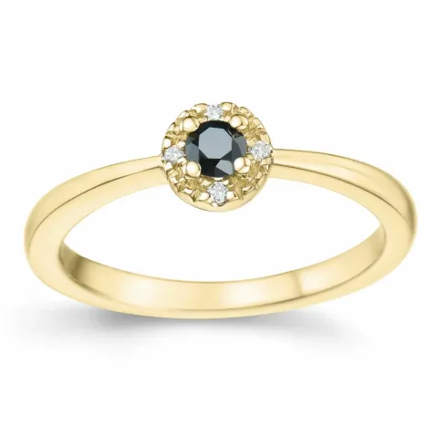 elegant sort diamant briljantring i 14  karat guld 0,11 ct 0,02 ct