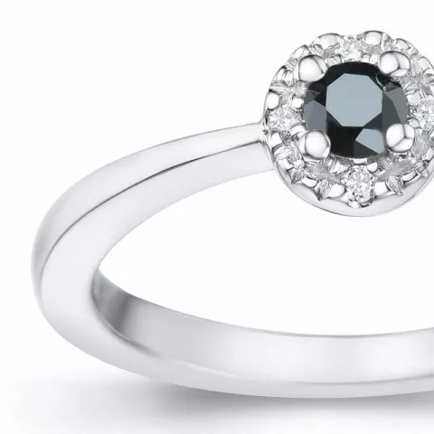 elegant sort diamant briljantring i 14  karat vitguld 0,11 ct 0,02 ct