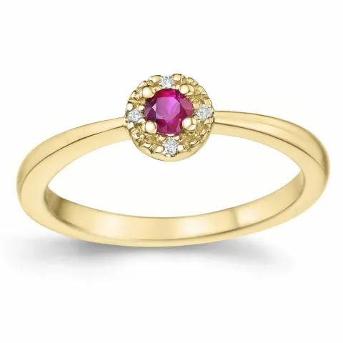 rubin briljantring i 14  karat guld 0,147 ct 0,02 ct