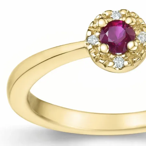 rubin briljantring i 14  karat guld 0,147 ct 0,02 ct