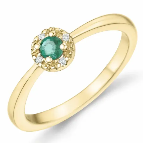 smaragd diamantring i 14  karat guld 0,133 ct 0,02 ct