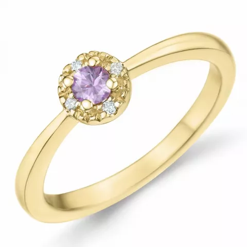 rosa safir diamantring i 14  karat guld 0,147 ct 0,02 ct