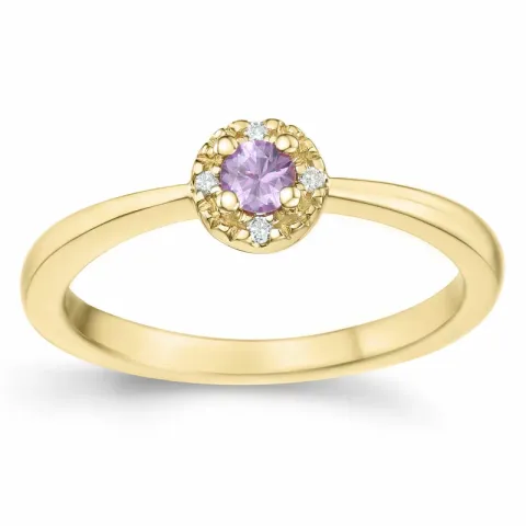 rosa safir diamantring i 14  karat guld 0,147 ct 0,02 ct
