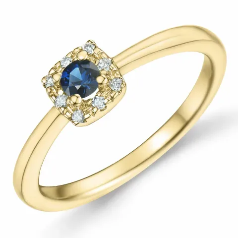 safir diamantring i 14  karat guld 0,147 ct 0,04 ct