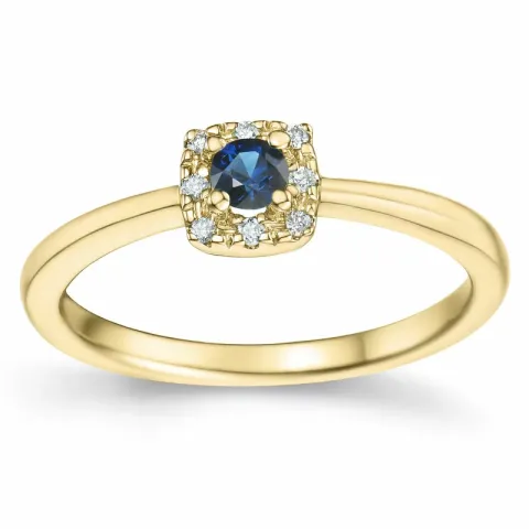 safir diamantring i 14  karat guld 0,147 ct 0,04 ct