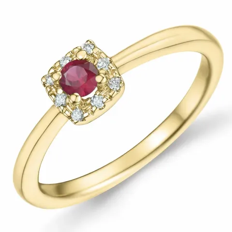 rubin briljantring i 14 karat guld 0,147 ct 0,04 ct
