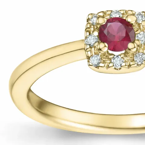 rubin briljantring i 14 karat guld 0,147 ct 0,04 ct