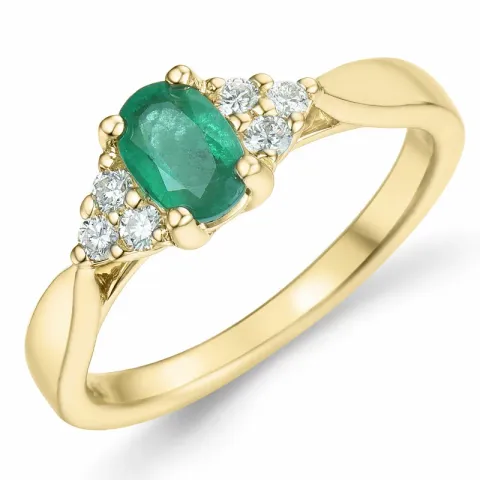 smaragd briljantring i 14 karat guld 0,47 ct 0,14 ct