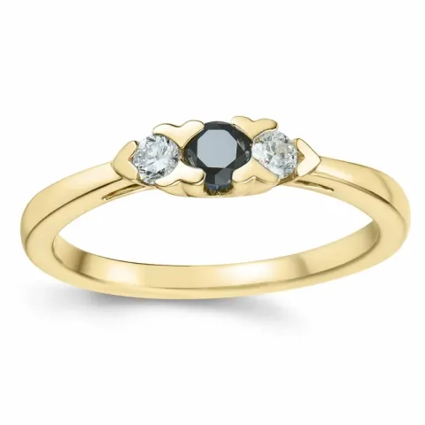 elegant sort diamant briljantring i 14  karat guld 0,165 ct 0,15 ct