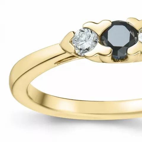 elegant sort diamant briljantring i 14  karat guld 0,165 ct 0,15 ct