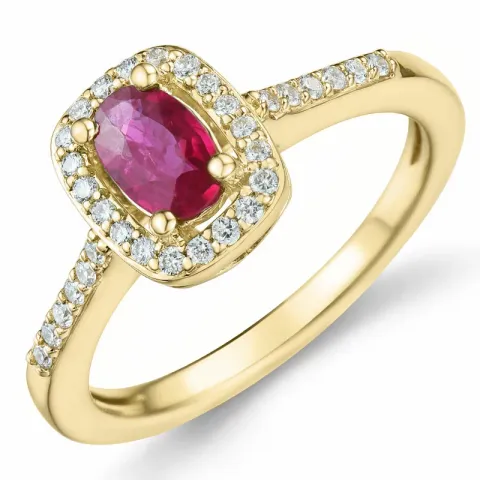 rubin diamantring i 14 karat guld 0,63 ct 0,164 ct