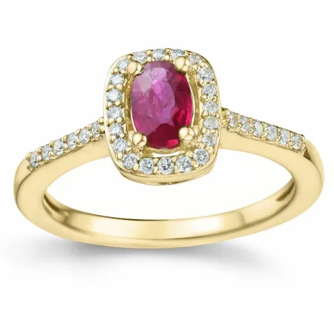 rubin diamantring i 14 karat guld 0,63 ct 0,164 ct