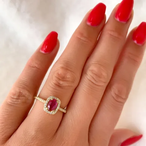rubin diamantring i 14 karat guld 0,63 ct 0,164 ct