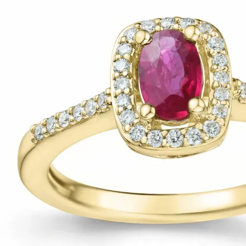 rubin diamantring i 14 karat guld 0,63 ct 0,164 ct