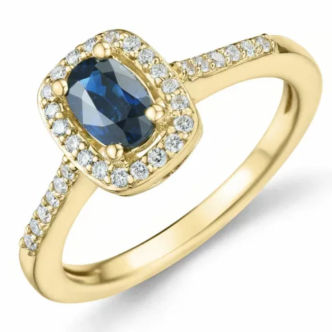 safir diamantring i 14  karat guld 0,65 ct 0,164 ct