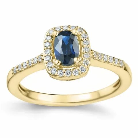 safir diamantring i 14  karat guld 0,65 ct 0,164 ct