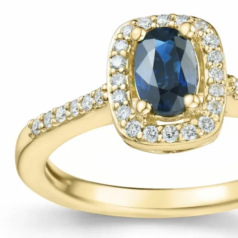 safir diamantring i 14  karat guld 0,65 ct 0,164 ct