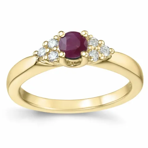 rubin diamantring i 14  karat guld 0,38 ct 0,12 ct