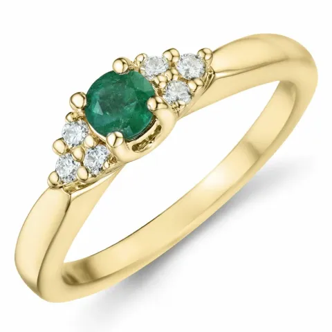 smaragd briljantring i 14 karat guld 0,27 ct 0,12 ct