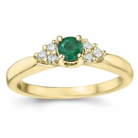 smaragd briljantring i 14 karat guld 0,27 ct 0,12 ct