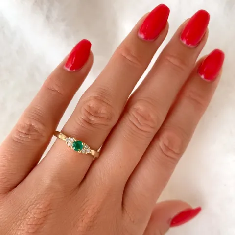 smaragd briljantring i 14 karat guld 0,27 ct 0,12 ct