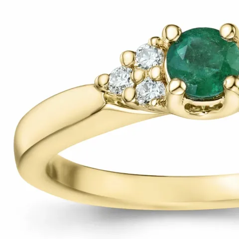 smaragd briljantring i 14 karat guld 0,27 ct 0,12 ct