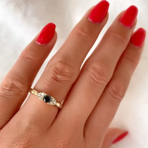 elegant sort diamant briljantring i 14  karat guld 0,25 ct 0,12 ct