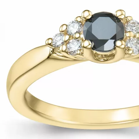 elegant sort diamant briljantring i 14  karat guld 0,25 ct 0,12 ct