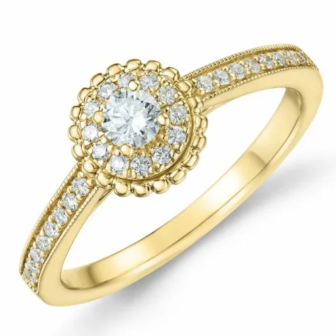 rund diamant ring i 14  karat guld 0,334 ct