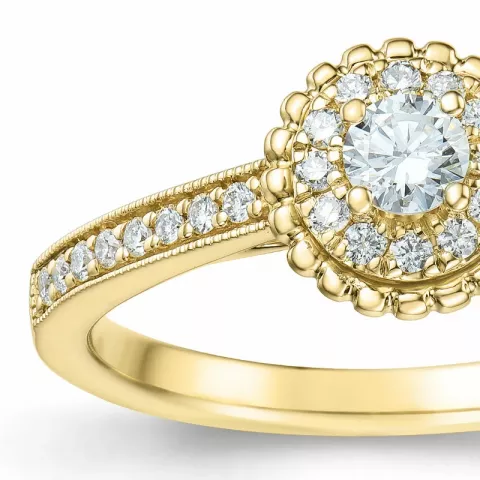 rund diamant ring i 14  karat guld 0,334 ct