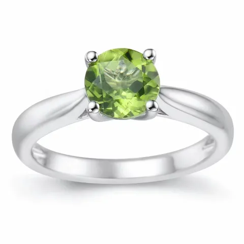 grön peridot solitärring i 14  karat vitguld 1,27 ct