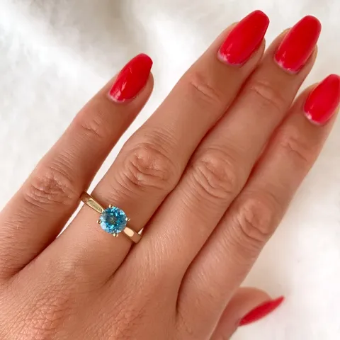 topas solitärring i 14 karat guld 1,35 ct