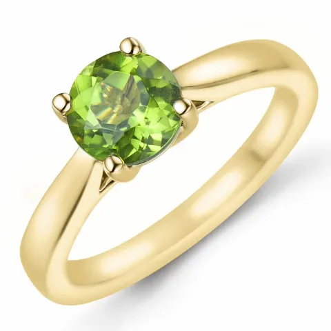 grön peridot solitärring i 14  karat guld 1,27 ct