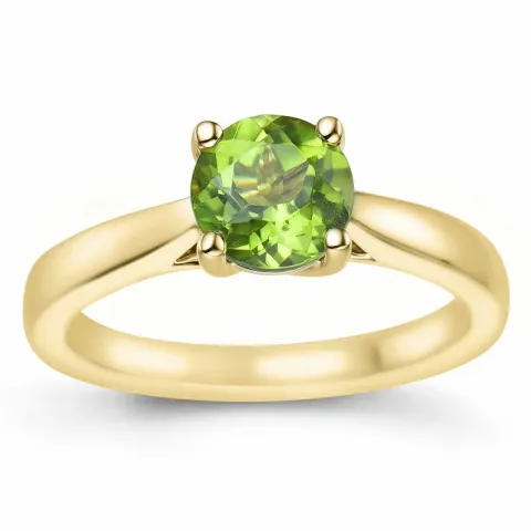 grön peridot solitärring i 14  karat guld 1,27 ct