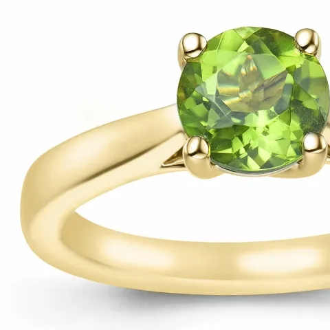 grön peridot solitärring i 14  karat guld 1,27 ct