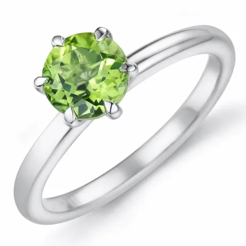 grön peridot solitärring i 14  karat vitguld 1,27 ct