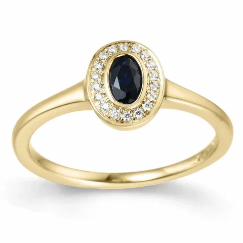 oval safir briljantring i 14 karat guld 0,35 ct 0,072 ct