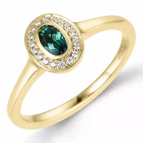 oval smaragd diamantring i 14  karat guld 0,25 ct 0,072 ct