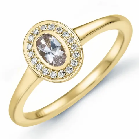 oval morganit briljantring i 14  karat guld 0,18 ct 0,072 ct